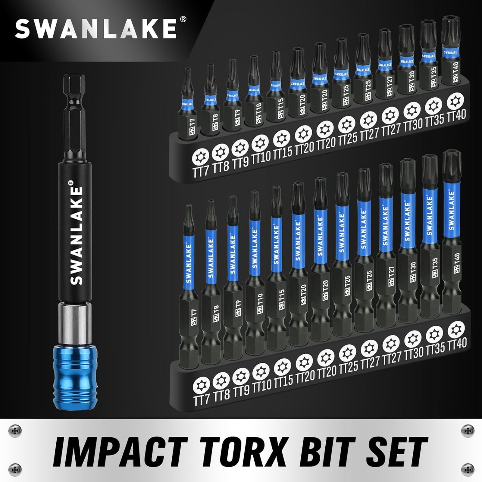 Impact Torx Bit Set 27-Piece S2 Steel Tamper Proof Magnetic Screwdriver Bits