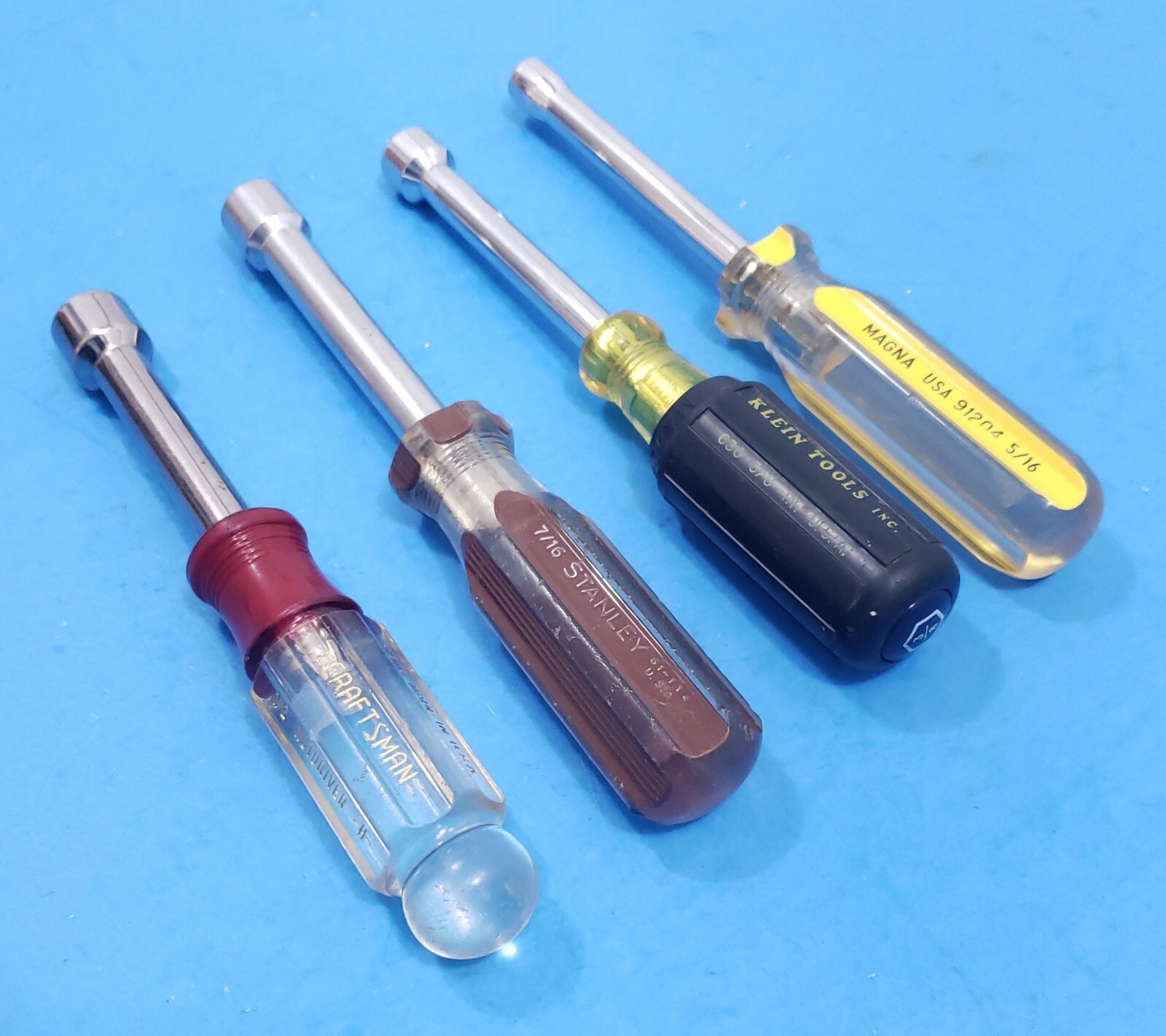 Collection of 4 Nut Drivers Craftsman, Klein, Magna, Stanley all Made in USA