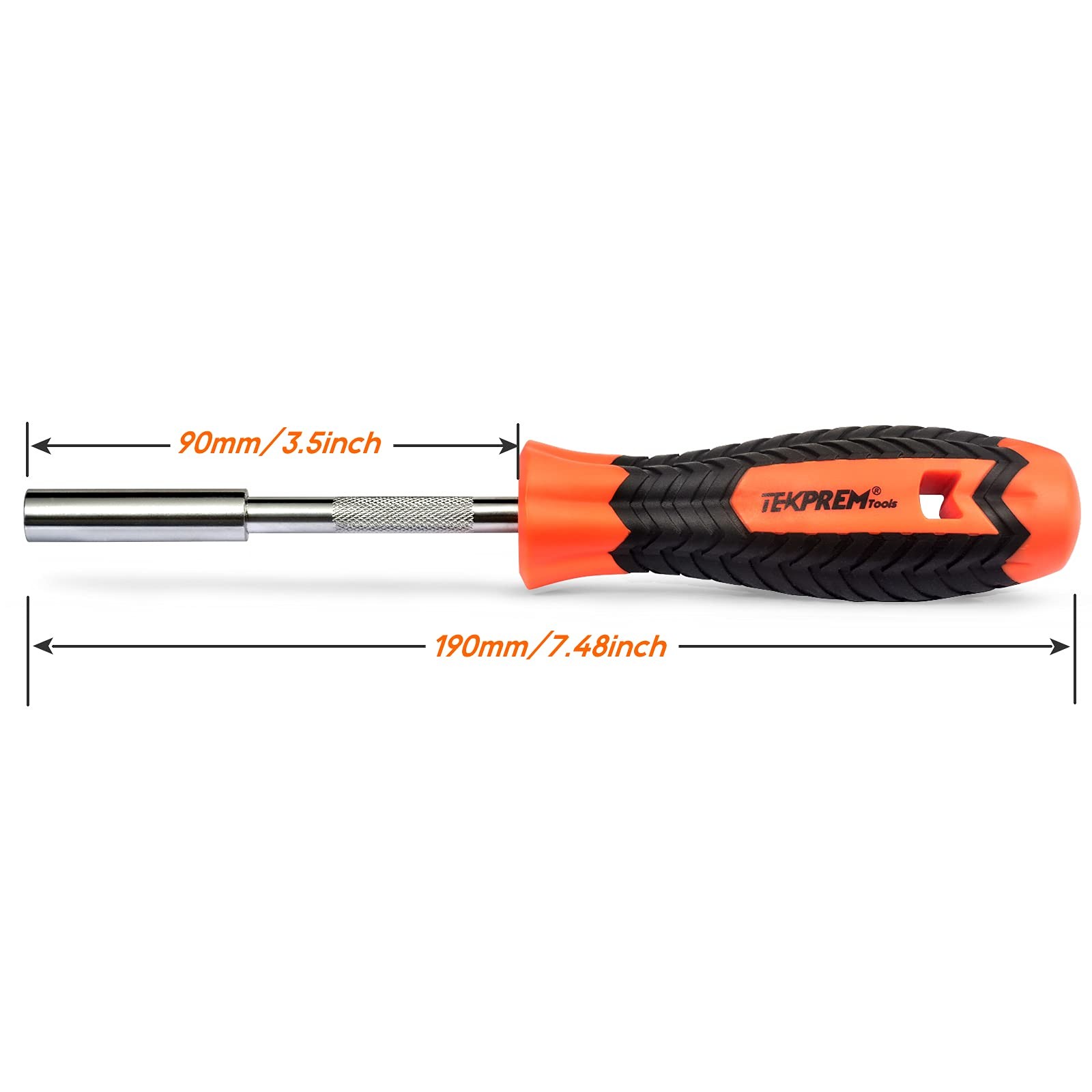 TEKPREM 1/4 Inch Magnetic Bit Driver, Screwdriver One Size, Orange-black