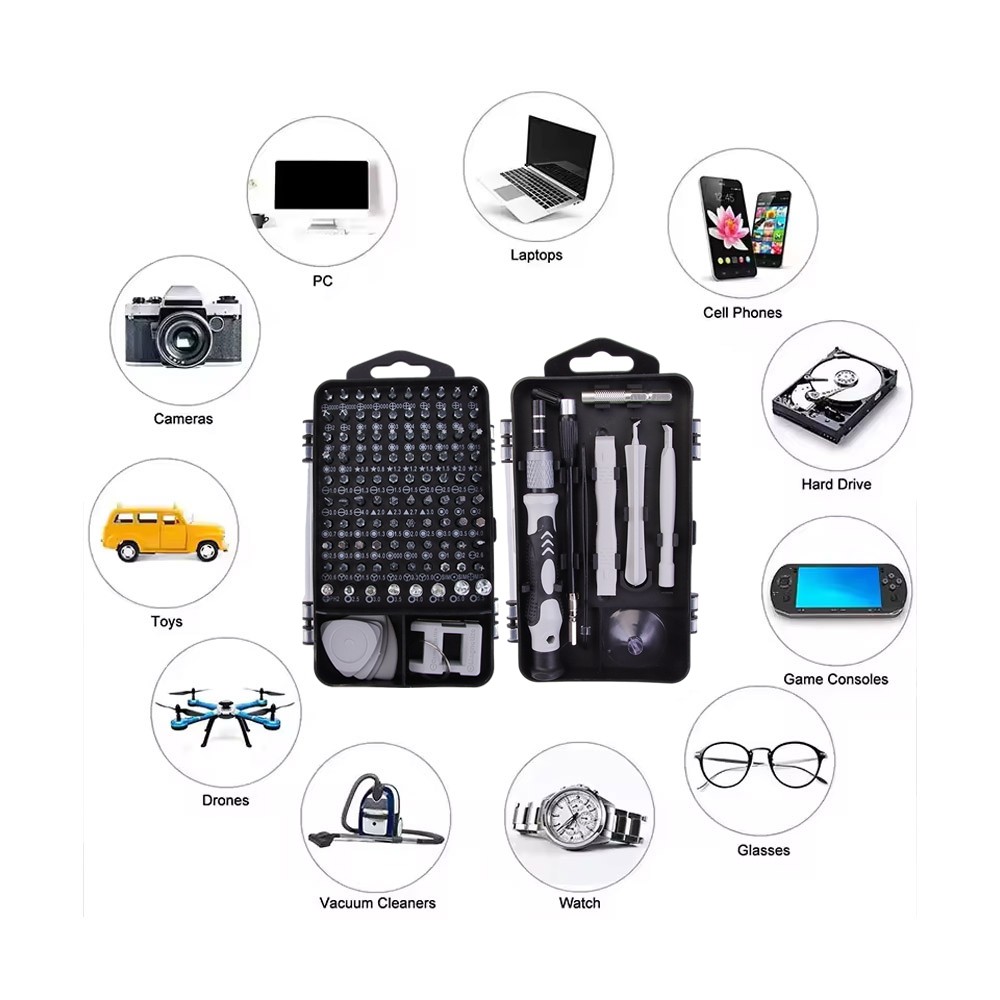 Magnetic Precision 115 in 1 Repair Screwdriver Set PC Phone Electronics Tool KFW