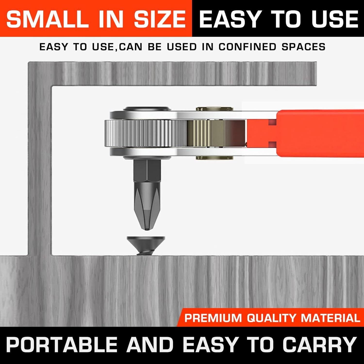 Magnetic Right Angle Screwdriver Hex Forward & Reverse Ratchet Wrench +10 Bits
