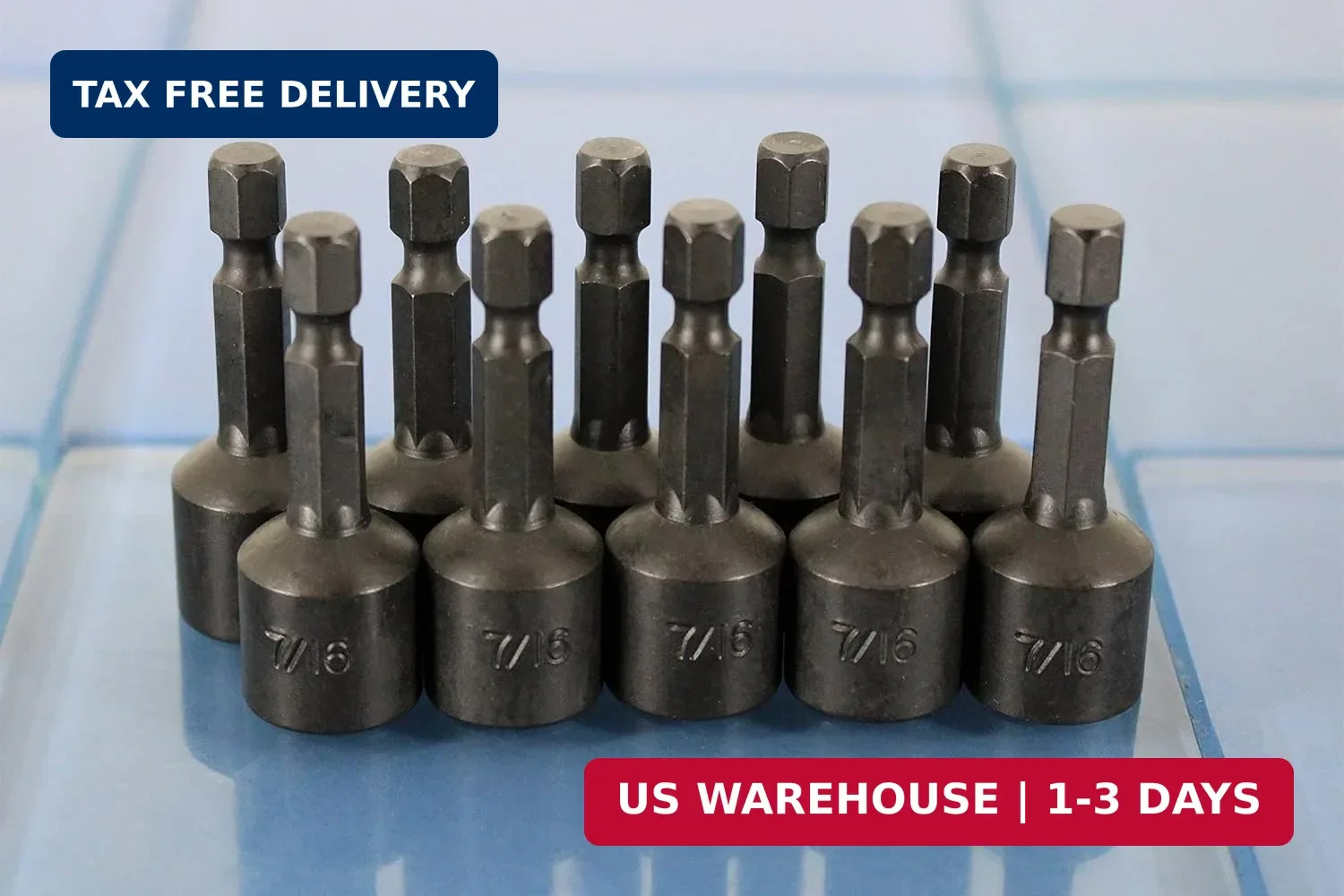 TEMO 10 pc Impact Ready Nut Driver 7/16 Inch Magnetic Nutsetter Set