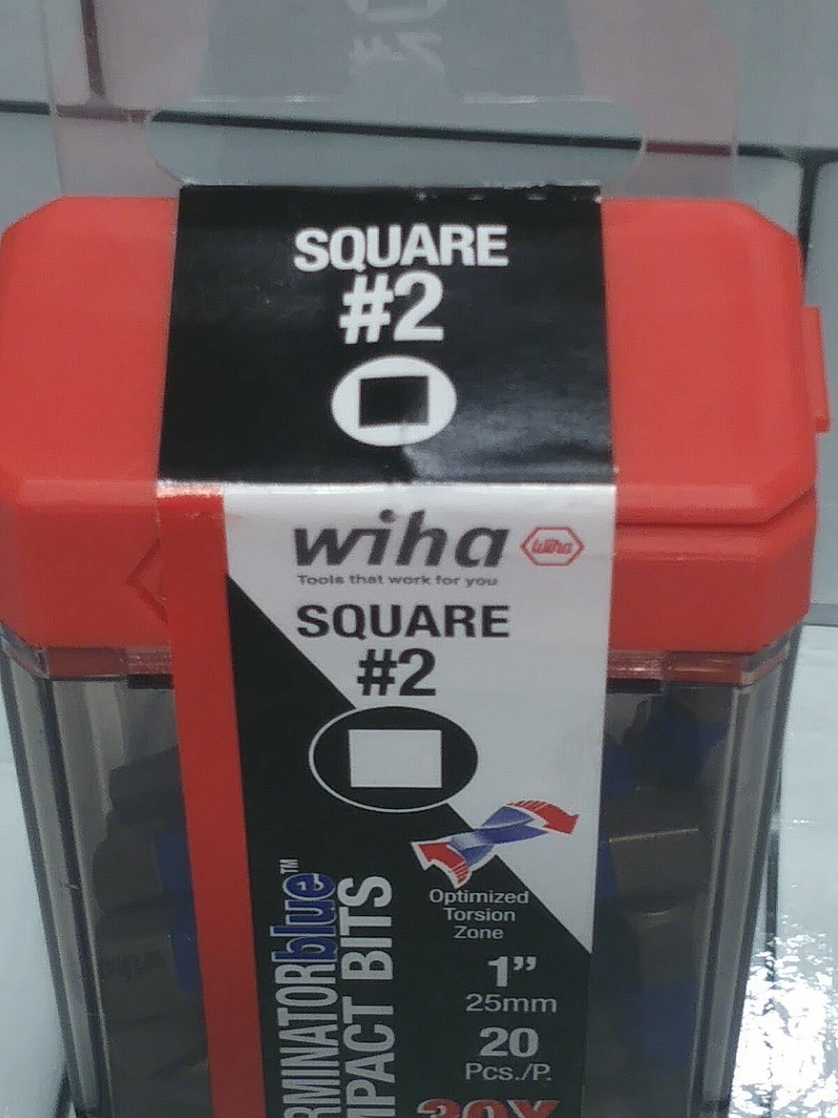 Wiha Tools 70065 #2 Square 1-Inch Terminator blue Impact, Pack of 20 Bits FS