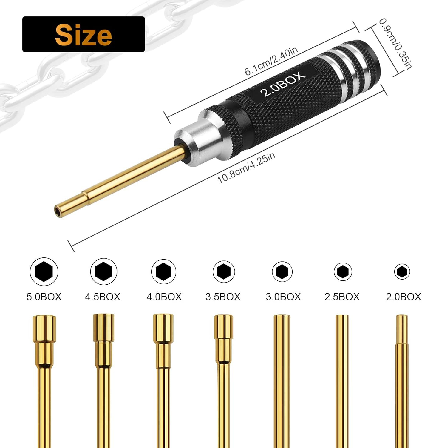 RC Tools Kit 7PCS Hex Nut Screwdriver Set with Gold