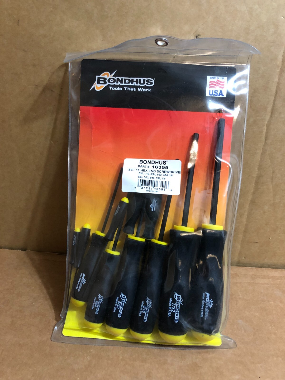 Bondhus 11pc Ball End Hex Screwdriver Set 16355 0.50-1/4″ MADE IN USA
