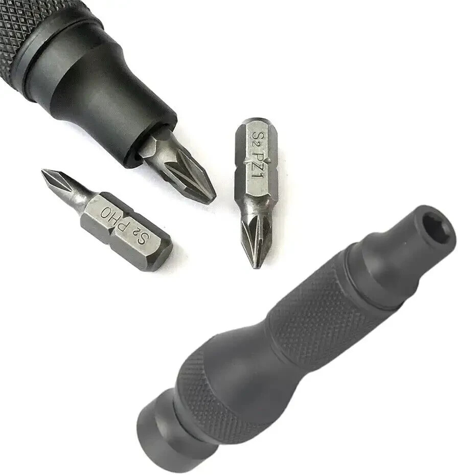 4” Long Heavy Duty Metal Handle/Screwdriver 1/4″ Hex Bit Holder Magnetic