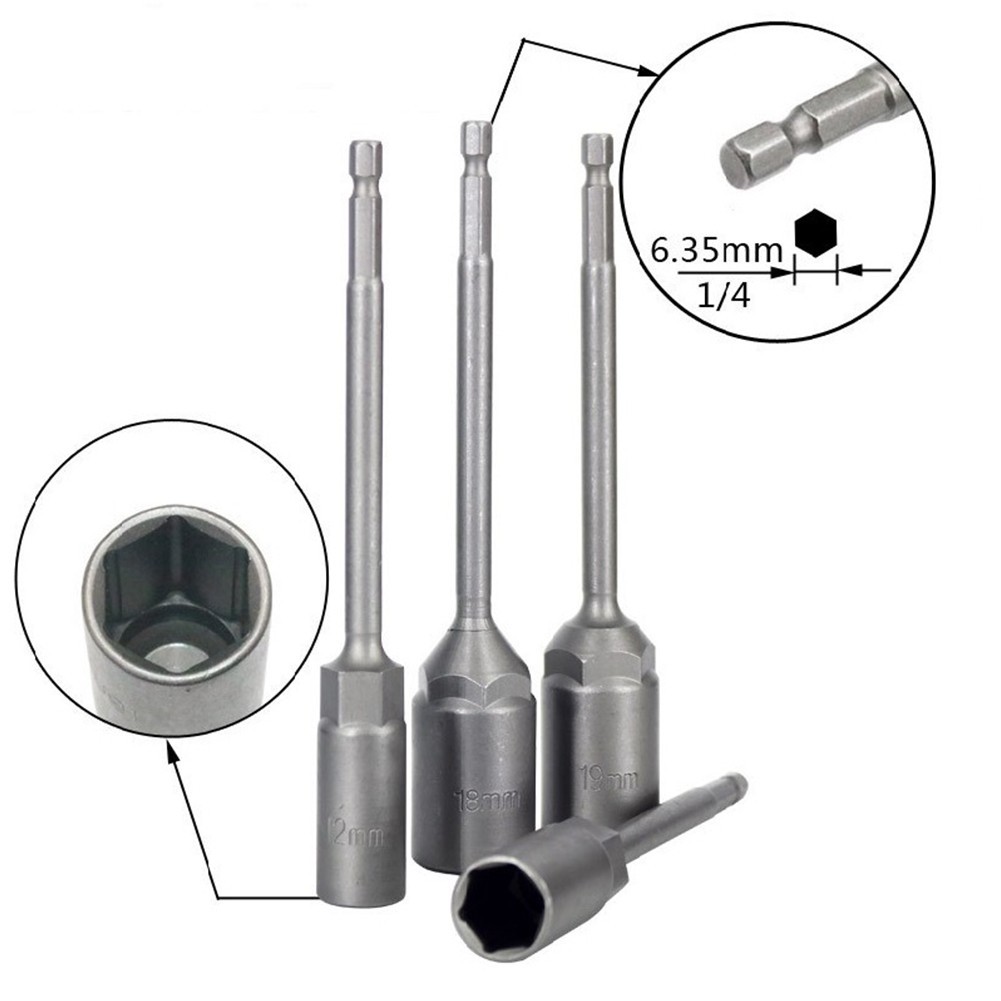 Machinery Carpentry Socket Wrench Pistol Drills Hexagon Nut 150mm Adapter