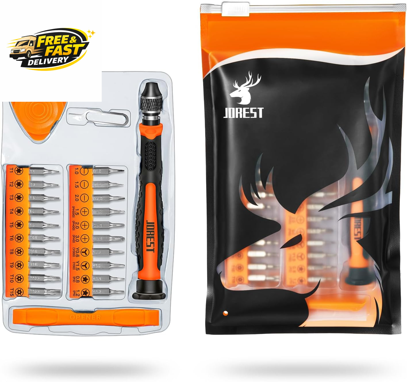 24Pcs Small Precision Screwdriver Set with Torx T5 T6 T8 T9, Y00, Star P5, Mini