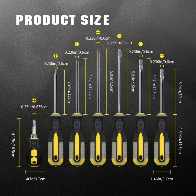 7Pcs Demolition Screwdriver Set Strong Magnetic Slotted Phillips Driver 9011