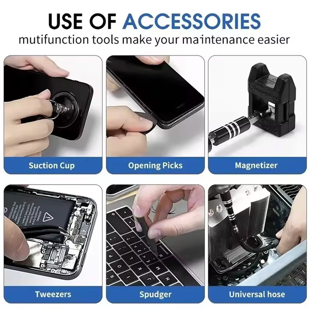 Magnetic Precision 115 in 1 Repair Screwdriver Set PC Phone Electronics Tool KFW