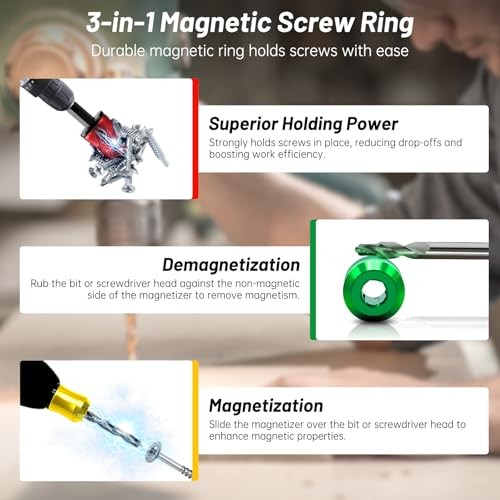 3PCS Magnetic Screw Holder,Strong Screwdriver Head Magnetic Ring,Universal Remov