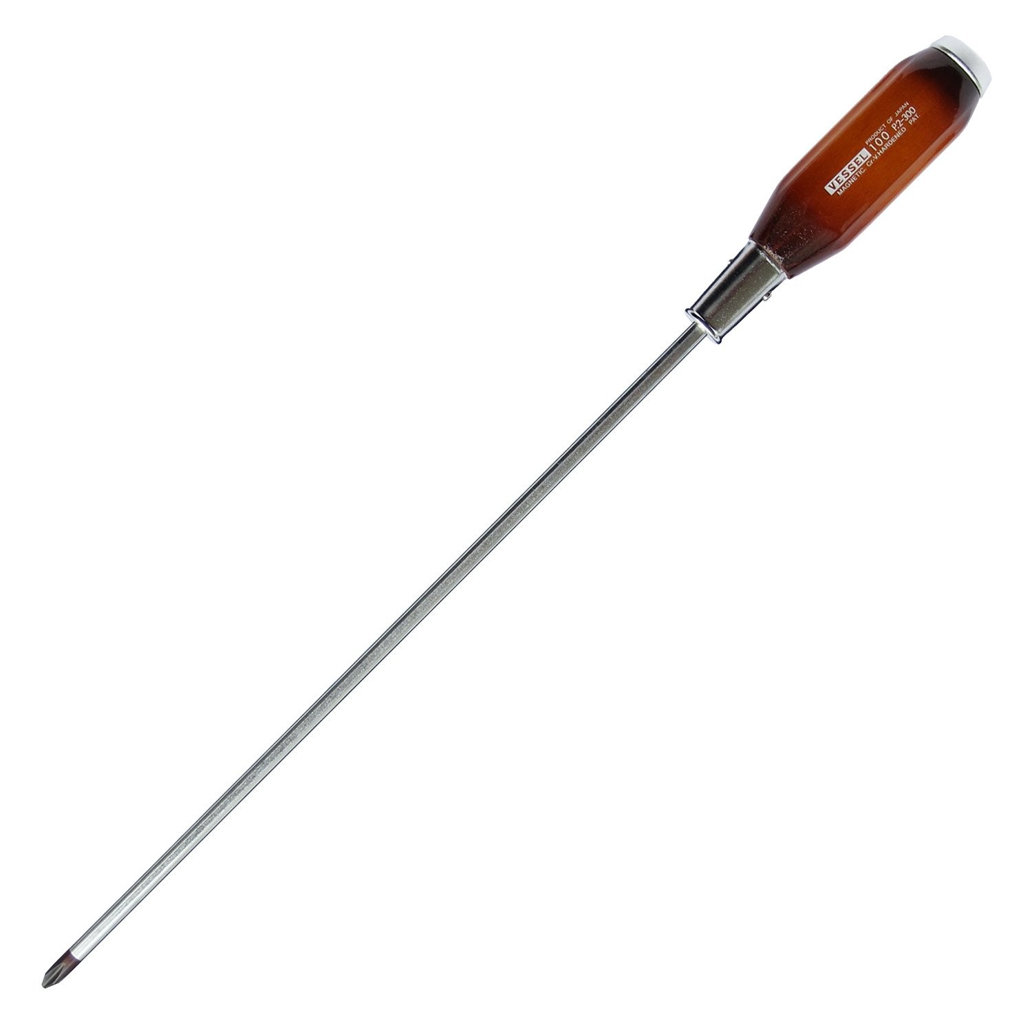 VESSEL Powerful Penetrating Driver Wooden Handle Long Shaft Type +2×300 100