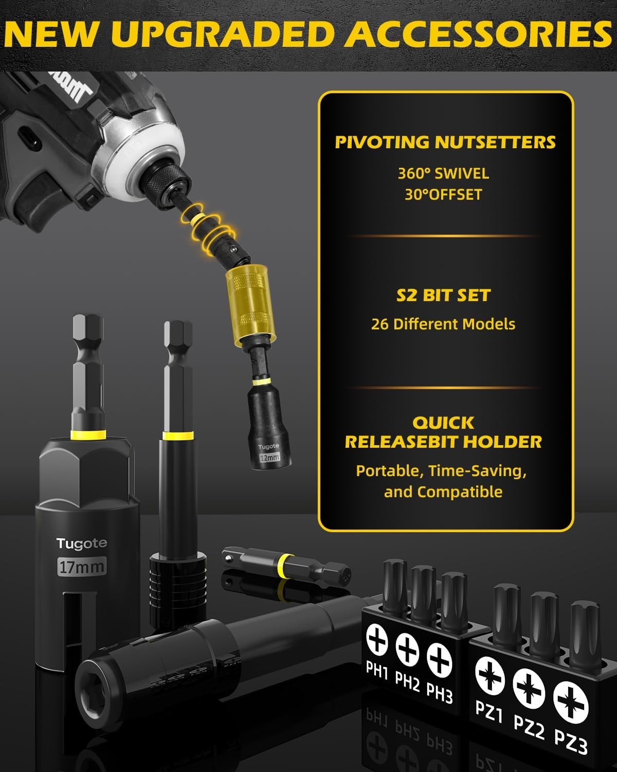 61PCS Impact Nut Driver Set – Magnetic Deep Nut Drivers for Drills Metric & SAE