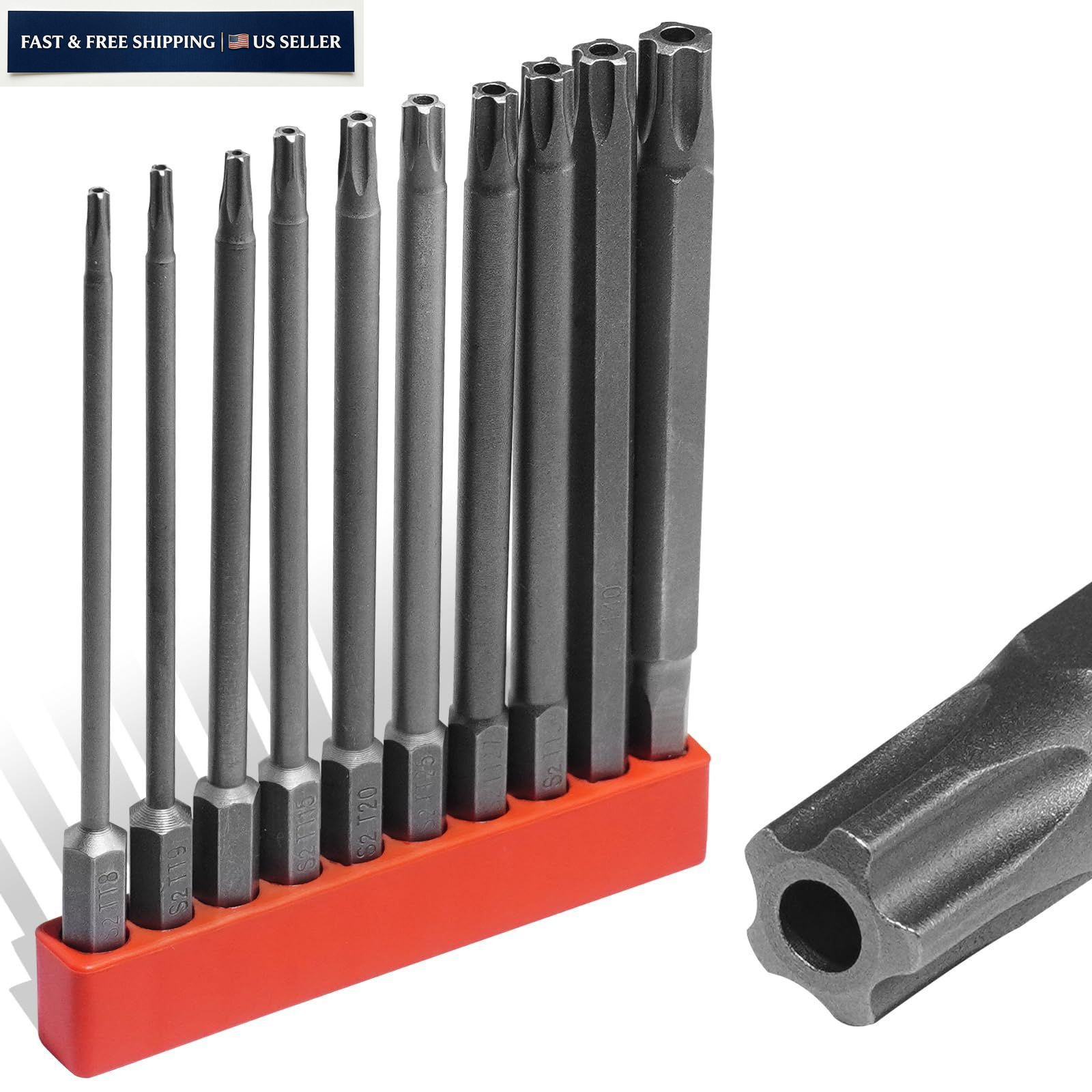 LMXMGRG 10pcs 5 Point Security Torx Bit Set Star Bits 5 point, 100mm/4inch