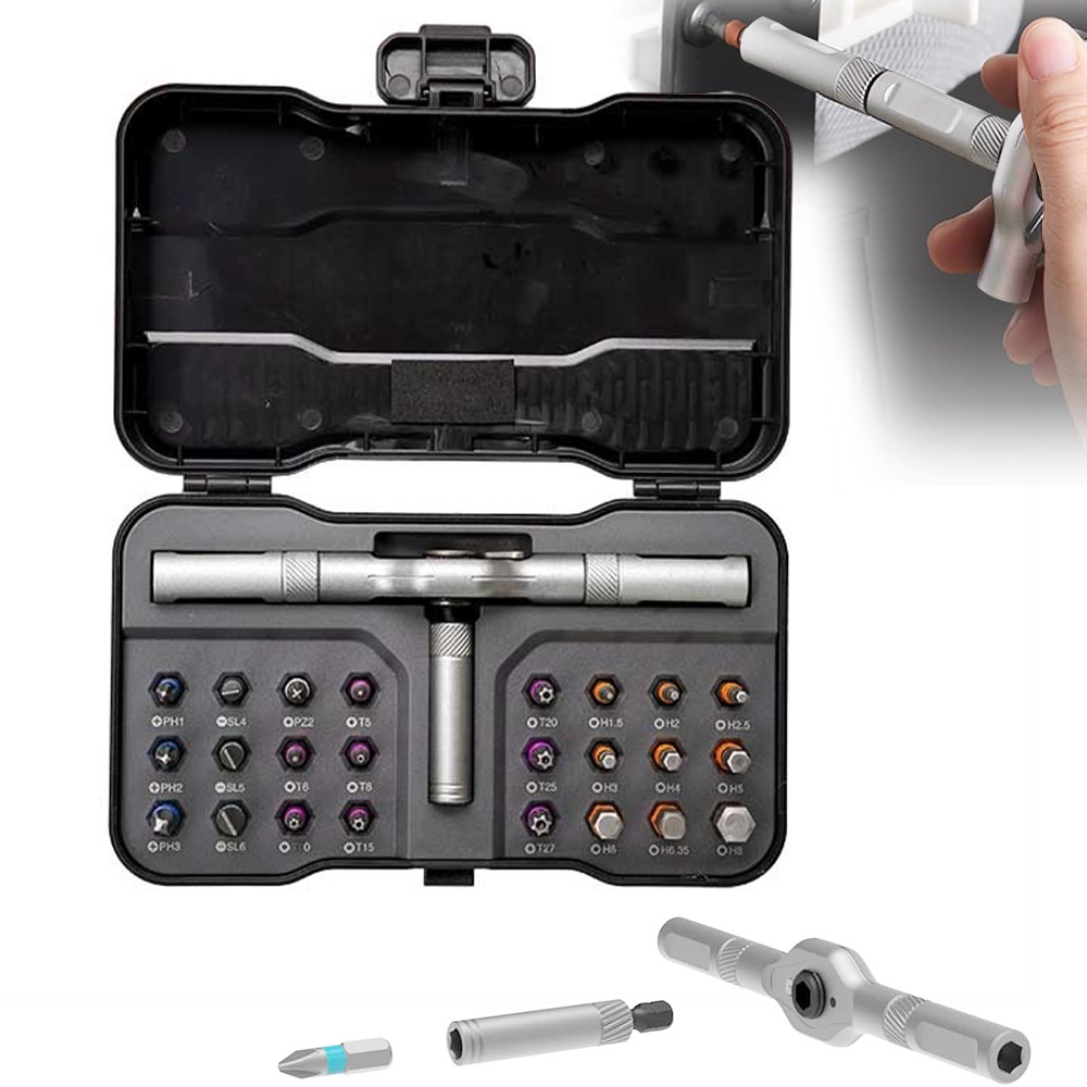 25pcs 24 in 1 Multifunction Screwdriver Head Set Household Repair Ratchet Wrench