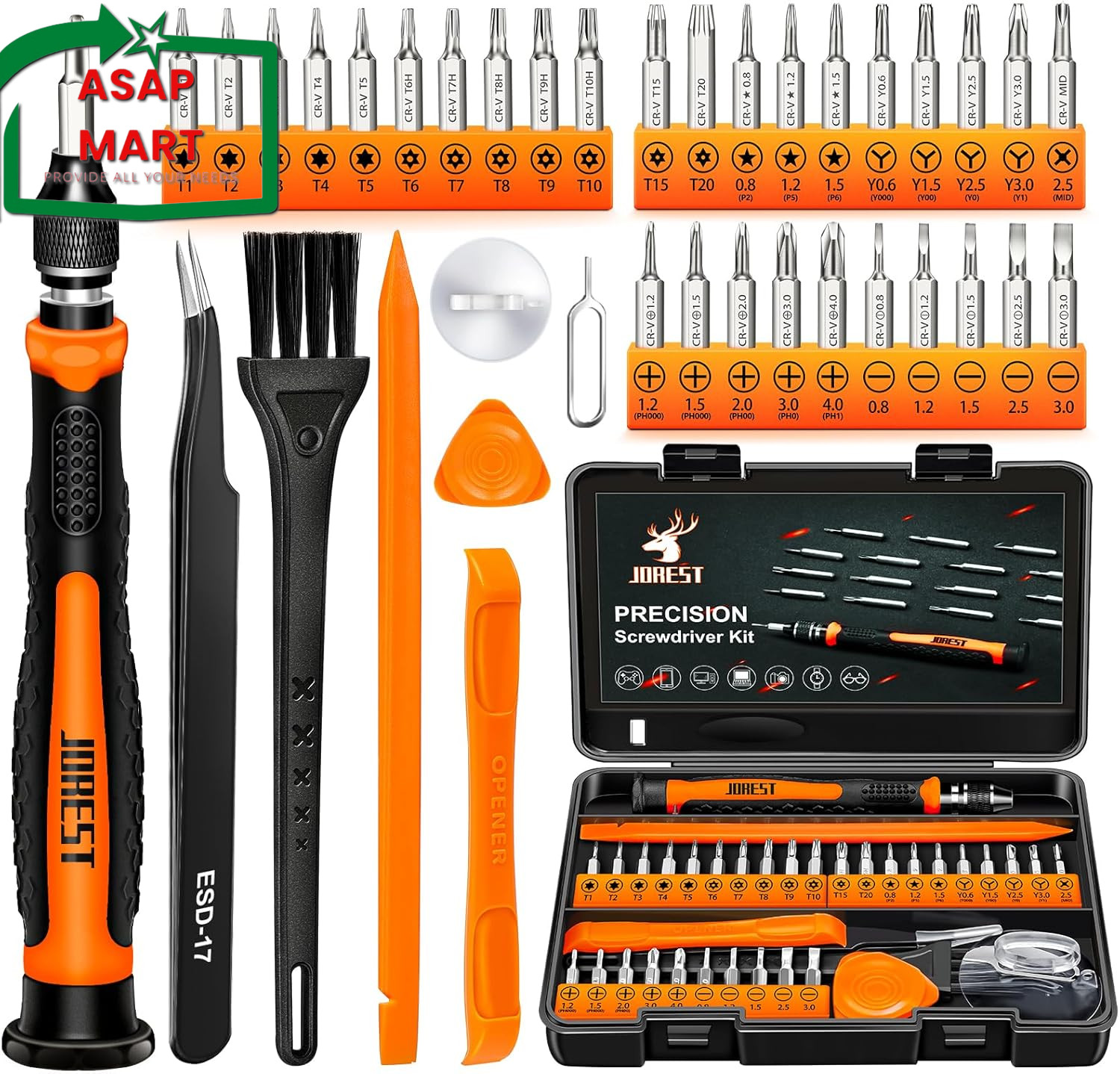 JOREST 38Pcs Small Precision Screwdriver Set with Torx T5, T6, Y00, Mini Repair