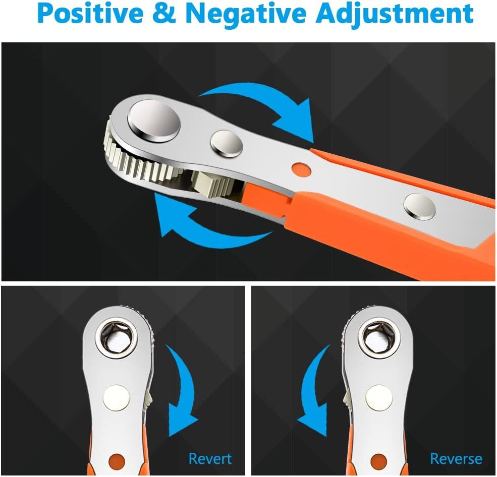 Magnetic Right Angle Screwdriver Hex Forward & Reverse Ratchet Wrench +10 Bits