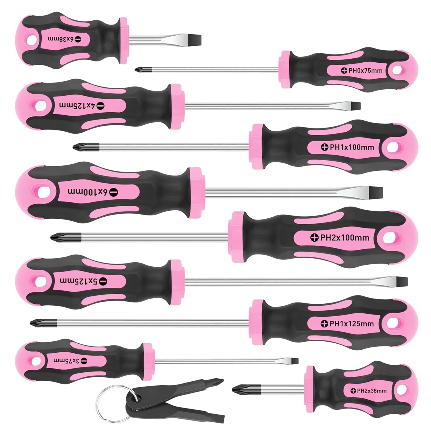 10-Piece Magnetic Screwdrivers Set Red Phillips Slotted Tips Tool Set Magnetic