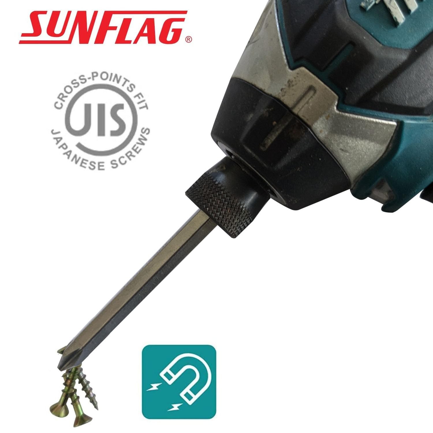 Sunflag +1 +2 +3 JIS Screwdriver Bits | 10 Piece Set | Made in Japan