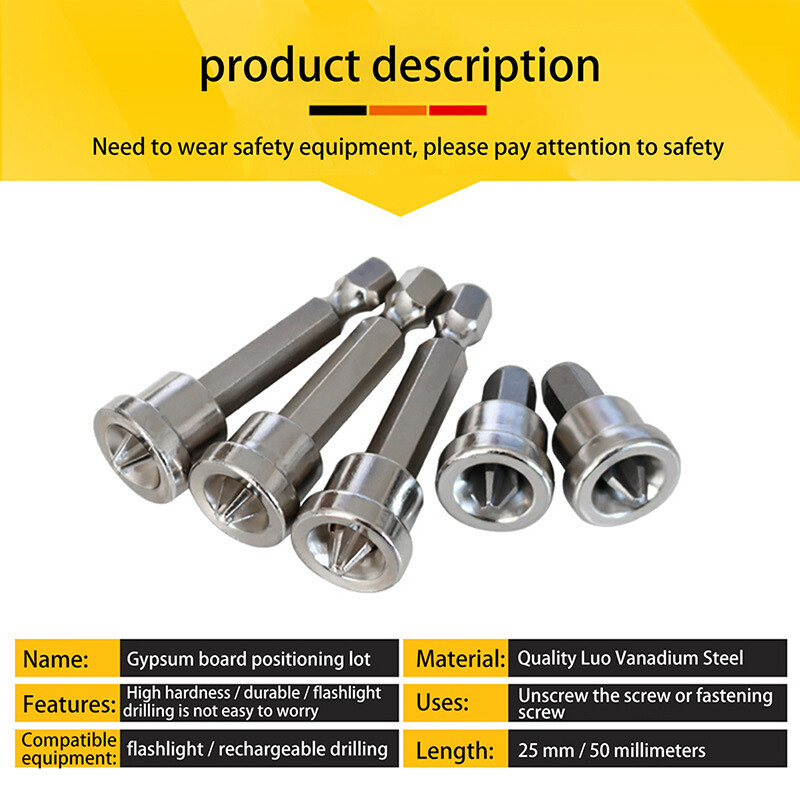 5PCS Magnetic Positioning Screwdriver Bits 25mm/50mm Woodworking Screw Hex Tools