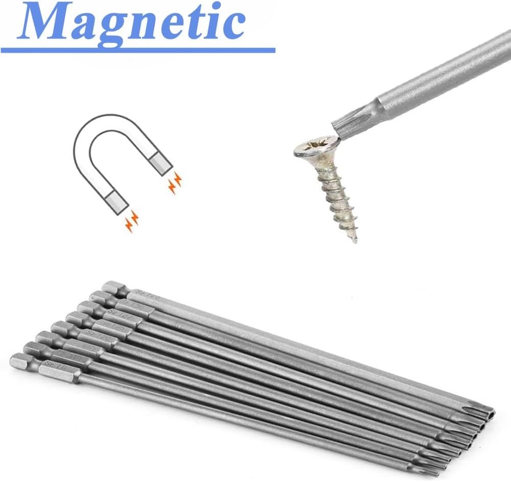 Single Magnetic Torx Bit Security Pin 50-200mm Screwdriver 1/4″ Hex Star T6-T40