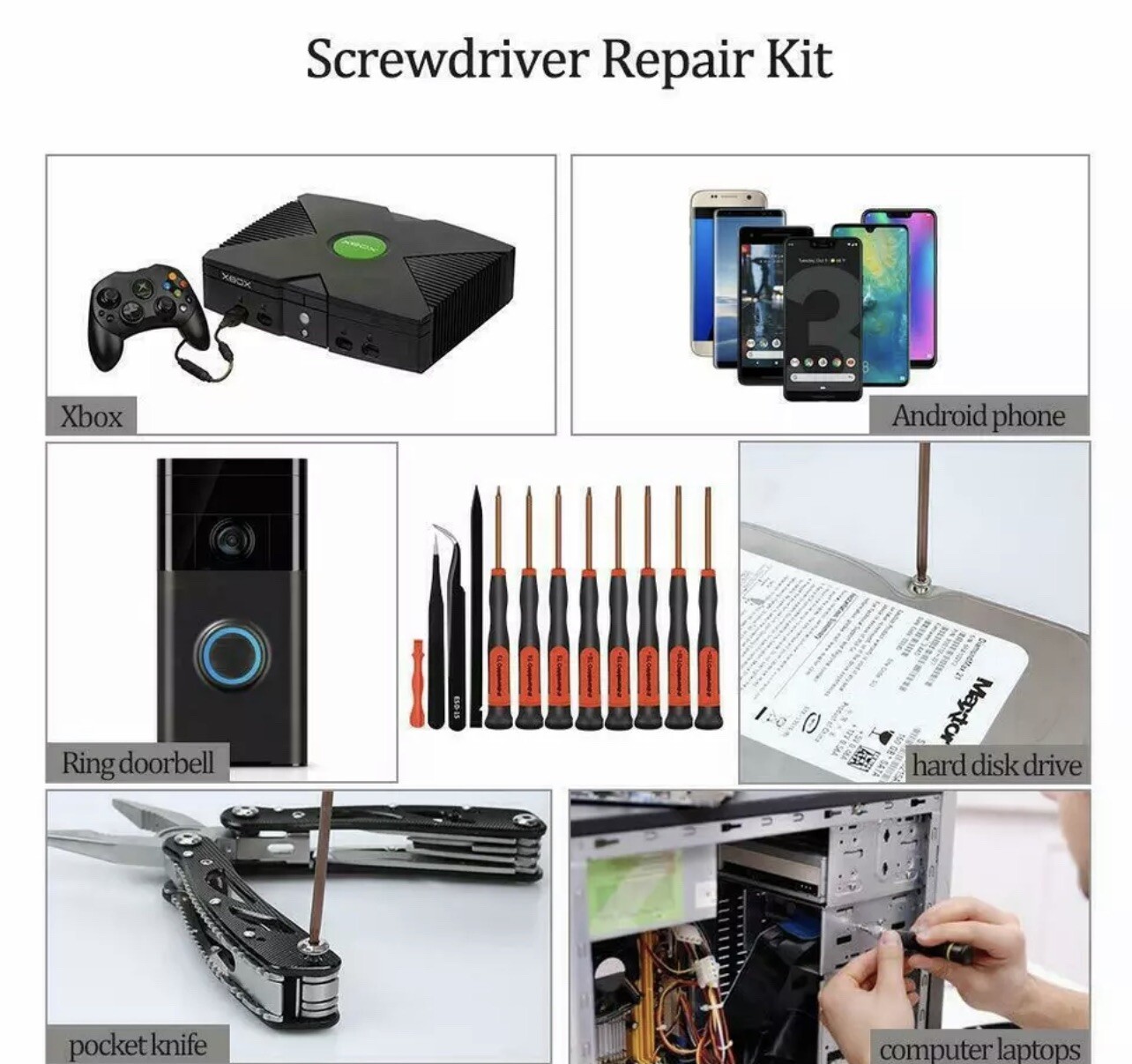 Torx Security Screwdriver Set T3 T4 T5 TR6 TR8 T9H T10H TR15 Macbook Mac Mini Ki