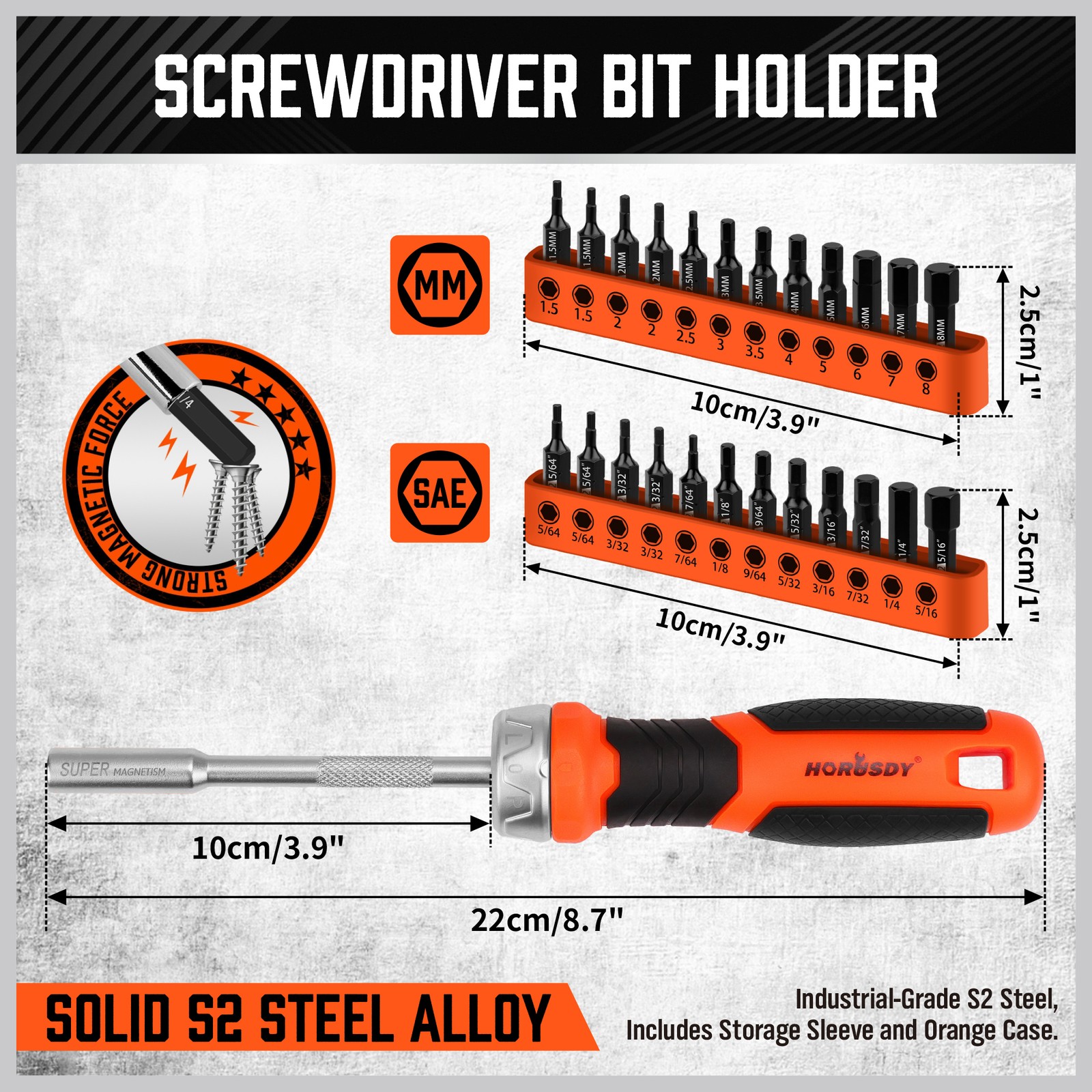25PC Hex Screwdriver Bit Set 1/4″ Ratcheting Magnetic Bit Driver Metric and SAE
