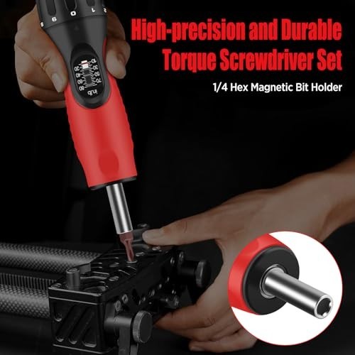 46Pcs Torque Screwdriver Set 10-80 in-lbs, 39 S2 Bits, 1/4″ Adapter & Sockets fo