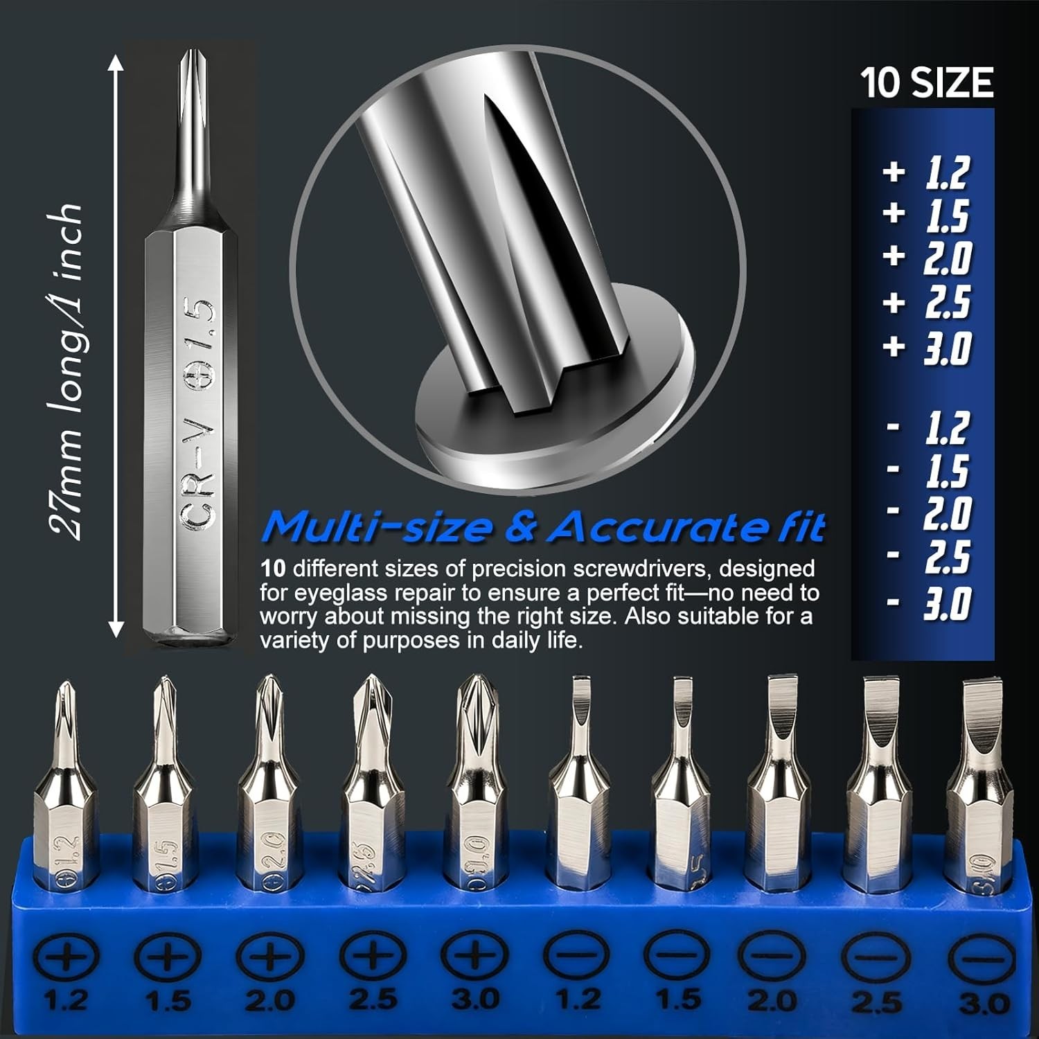 Magnetic Eyeglass Repair Kit Screws Nose Pads Precision Screwdriver Tool Set Cas