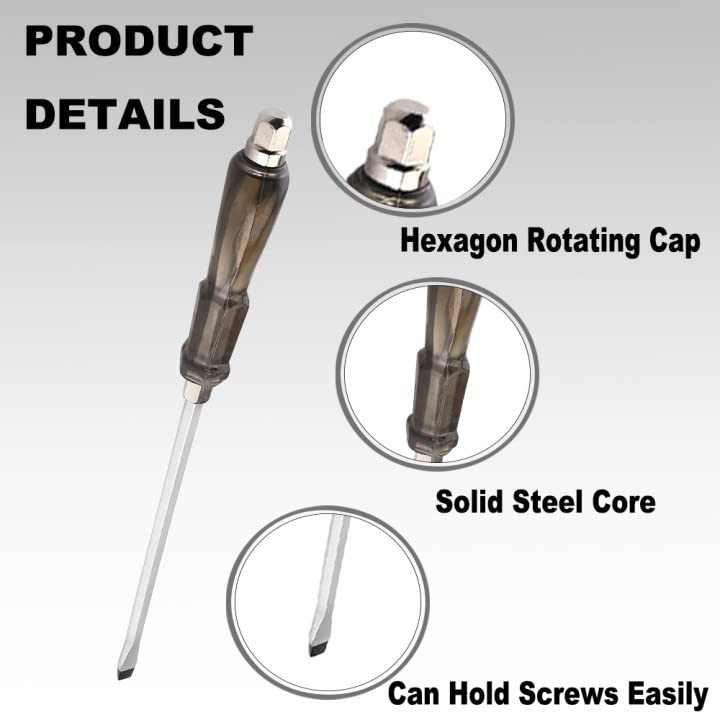 Flat-Head Demolition Screwdriver with Striking Cap 8 Inch Slotted Impact Scre…