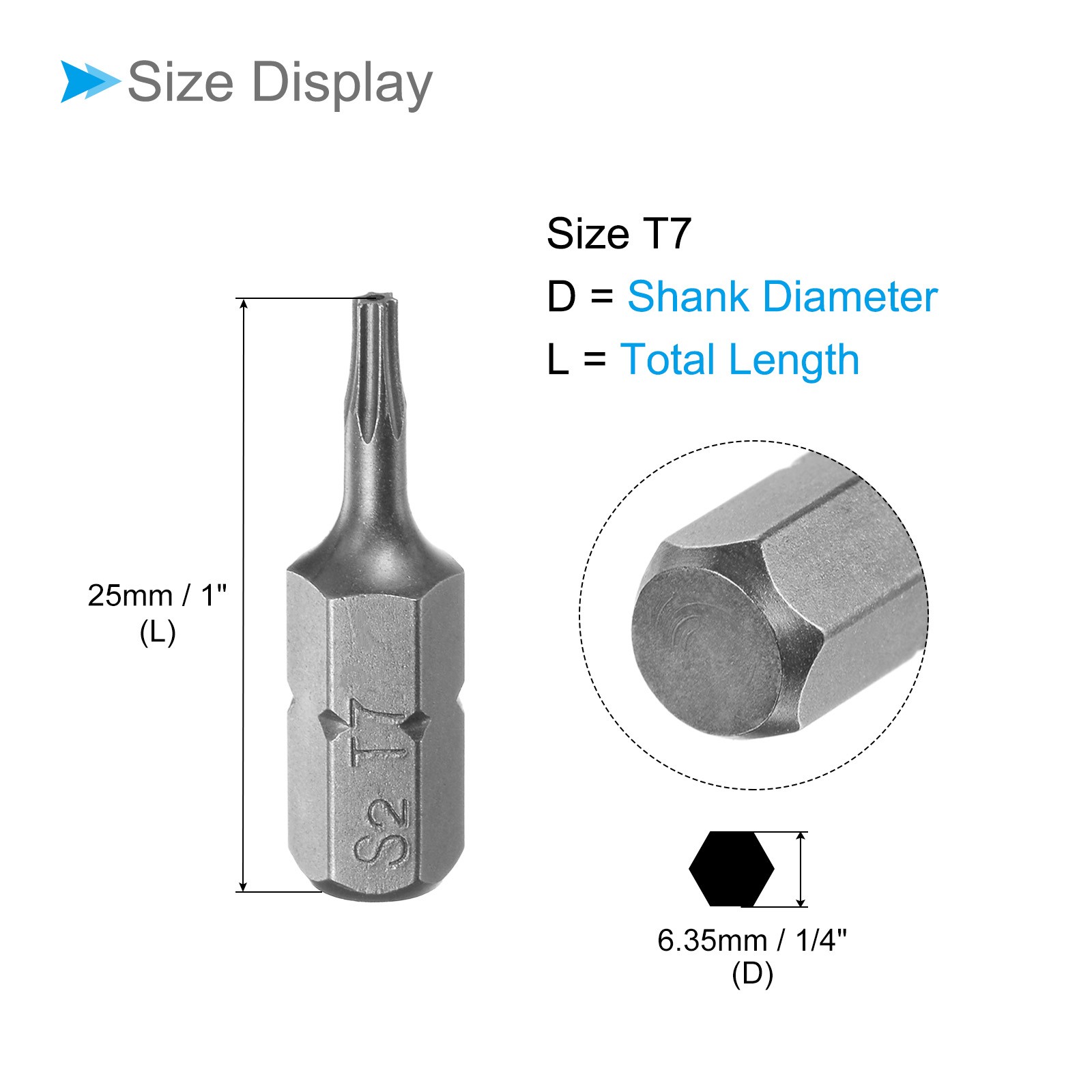25pcs Torx Screwdriver Bits 1/4″ Hex Shank 25mm T7 Magnetic Screwdrivers Bit