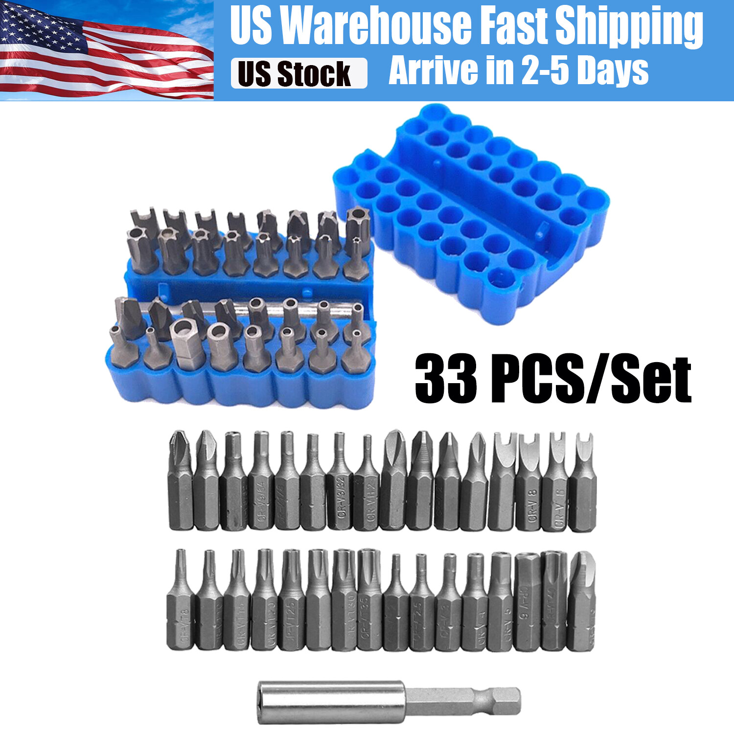33 Torx Bit Set Tamper Proof Security Torq Hex Star Spanner Tri Wing Screwdriver