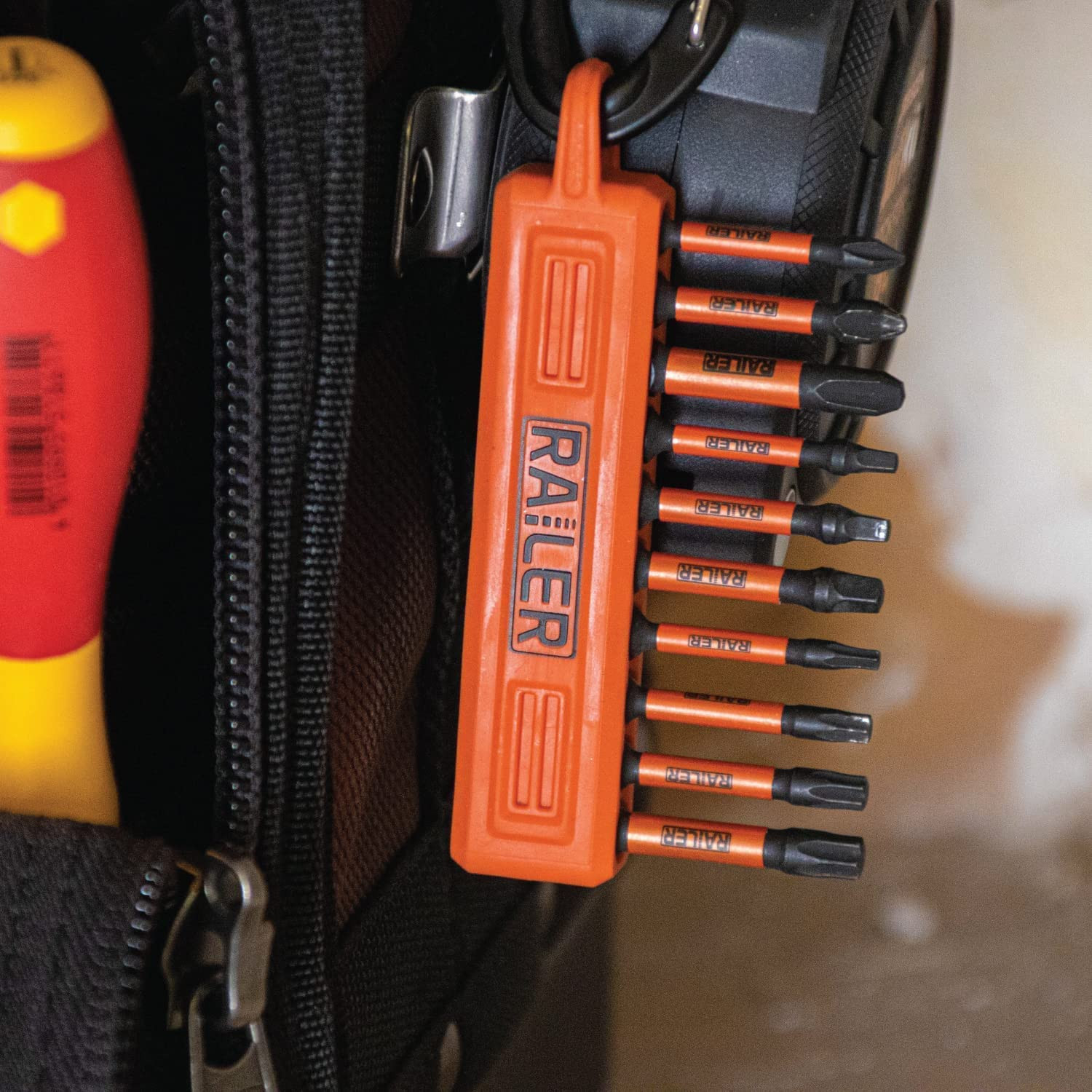 Screwdriver Bit Holder Storage Organizer 10-Hole Black Orange Bit Holder
