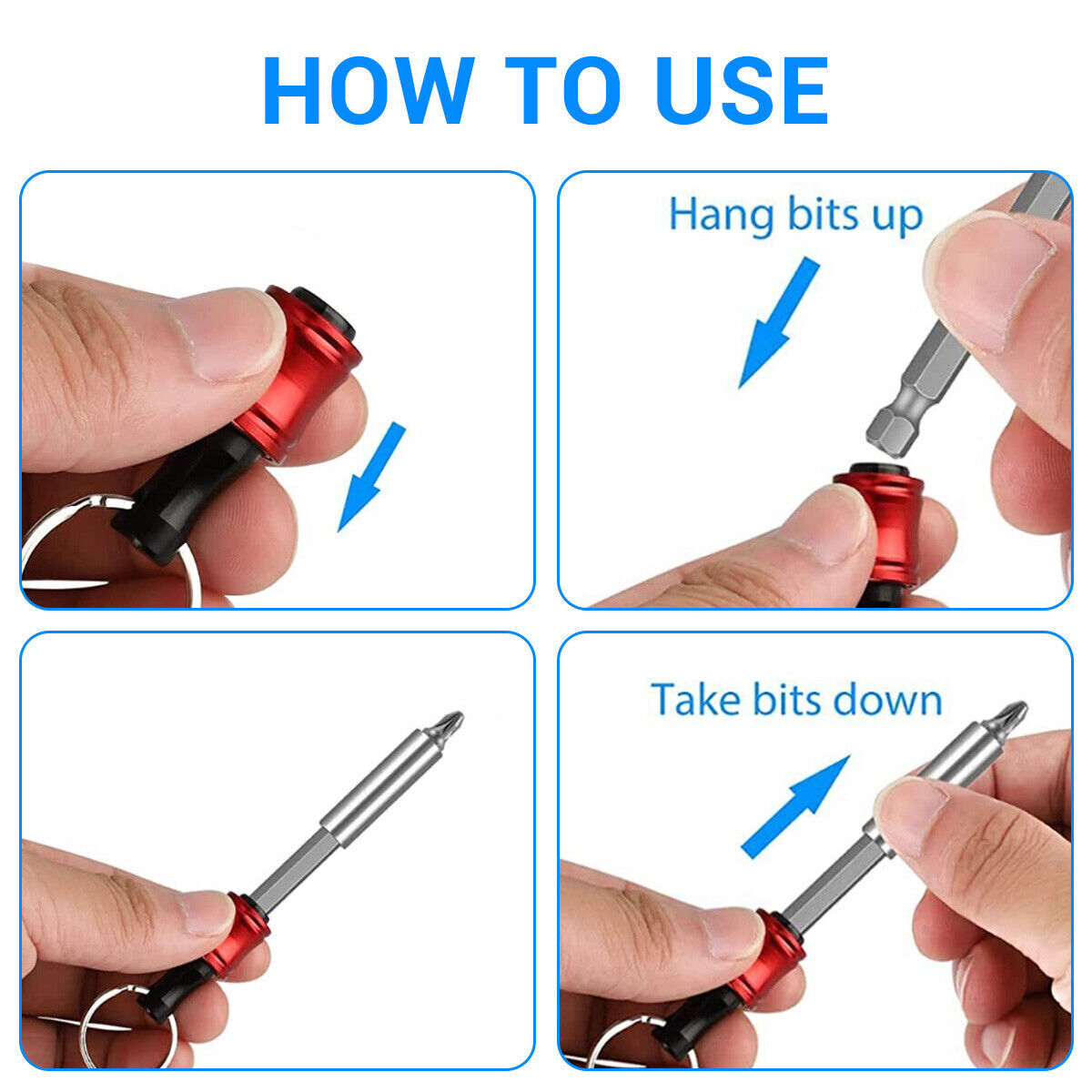 14PCS 1/4″ Hex Shank Quick Release Keychain Screwdriver Drill Bit Holder Bit Set