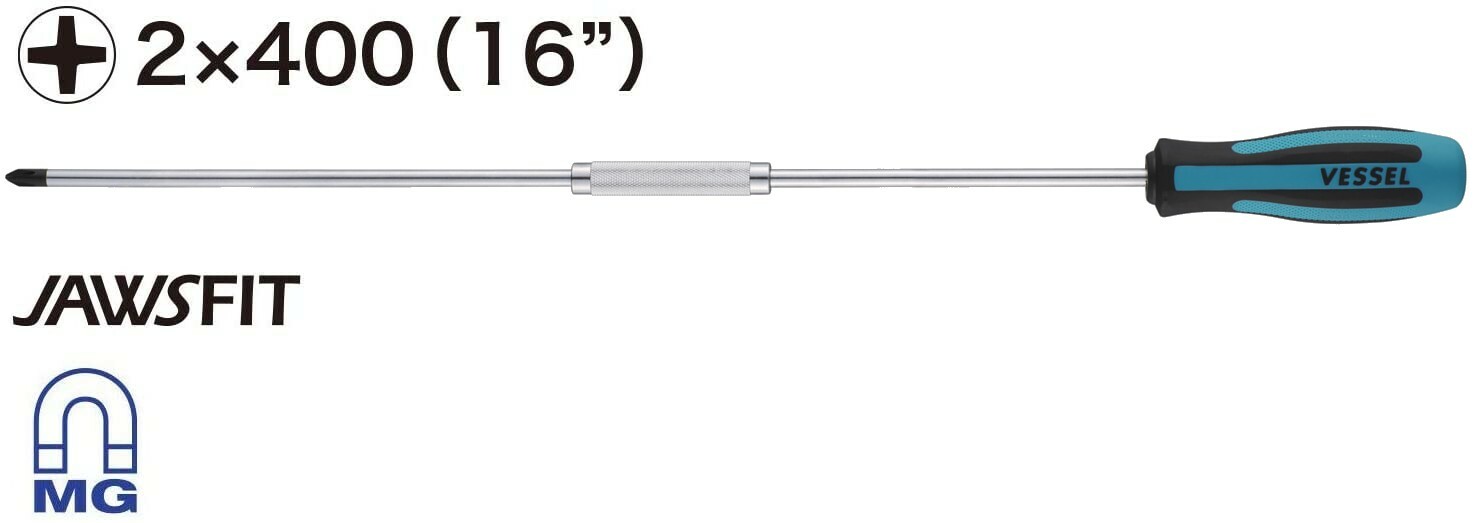 Vessel 16″ Extra Long Screwdriver Phillips P2 Magnetic Rotating Collar JAPAN