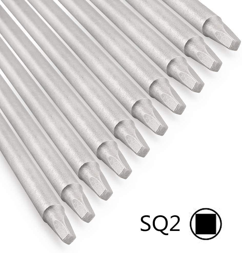 Rocaris 10pcs 1/4 Inch Hex Shank Long Magnetic Square Head One Size, Grey
