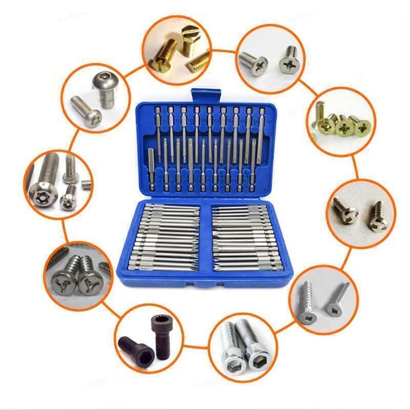 50 Piece Hex Star Torx Extra Long Security Bits Spline Flat Screwdriver Set
