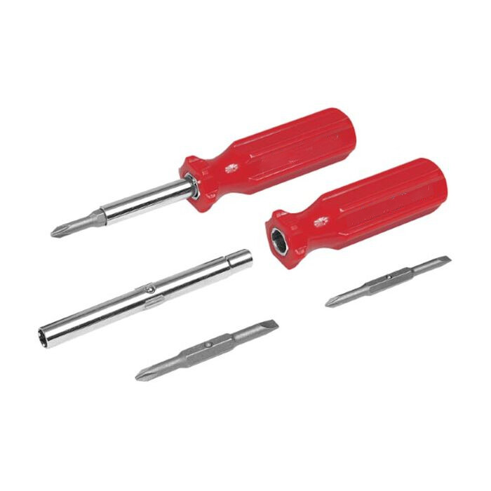 2 Pack 6 in 1 Security Screwdriver Nut Driver Flat Head & Phillips 1/4 5/16 #2