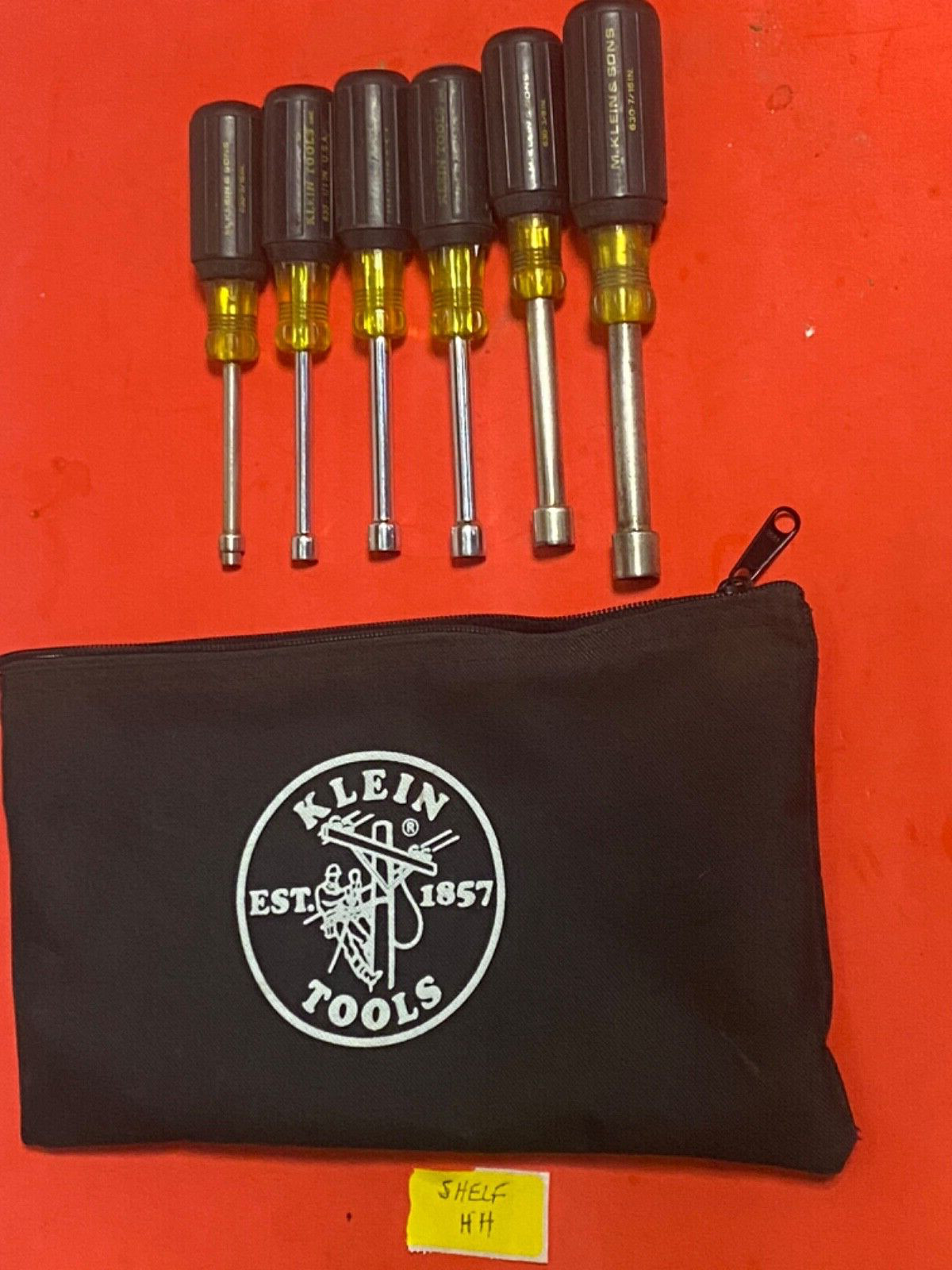 Klein Tools USA Nut Driver Set of 6 630 3/16, 1/4, 5/16, 11/32, 3/8, 7/16 & Bag