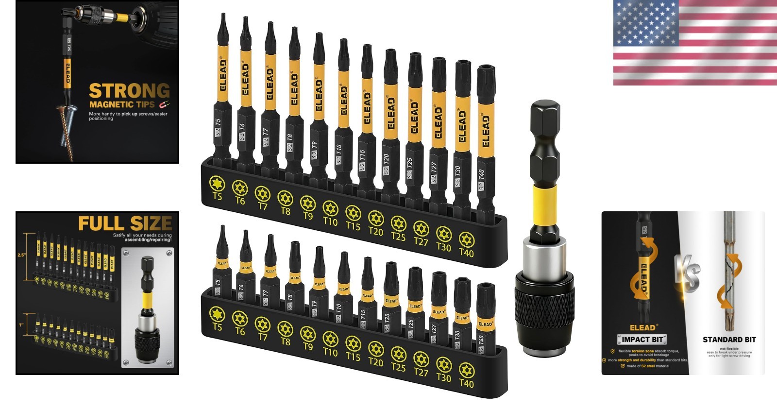 Versatile 25-Piece Torx Bits Set with Magnetic Extension for Home Improvement