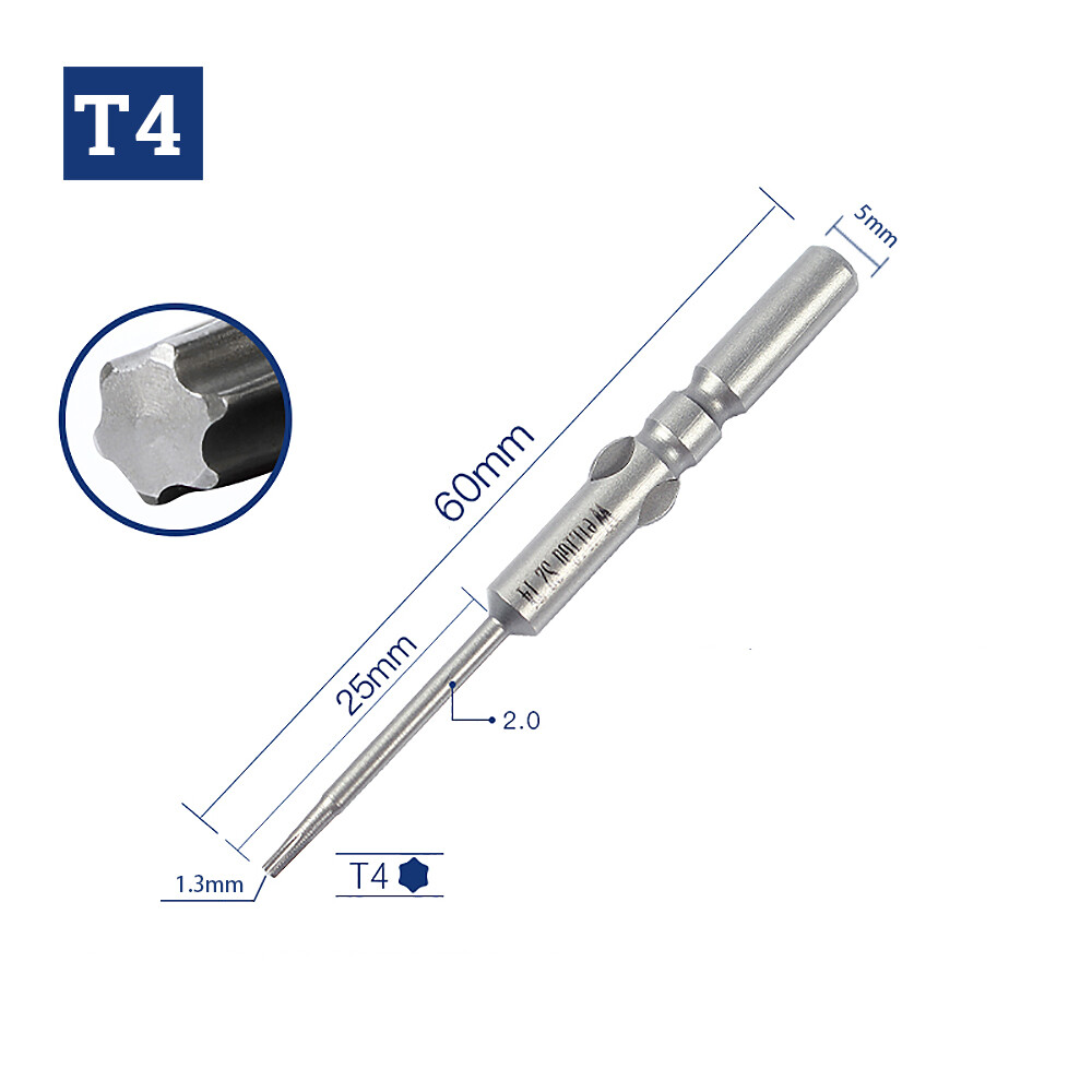 T4-T25 Magnetic Head Torx Screwdriver Bit Set Impact Driver Drill Round Shank
