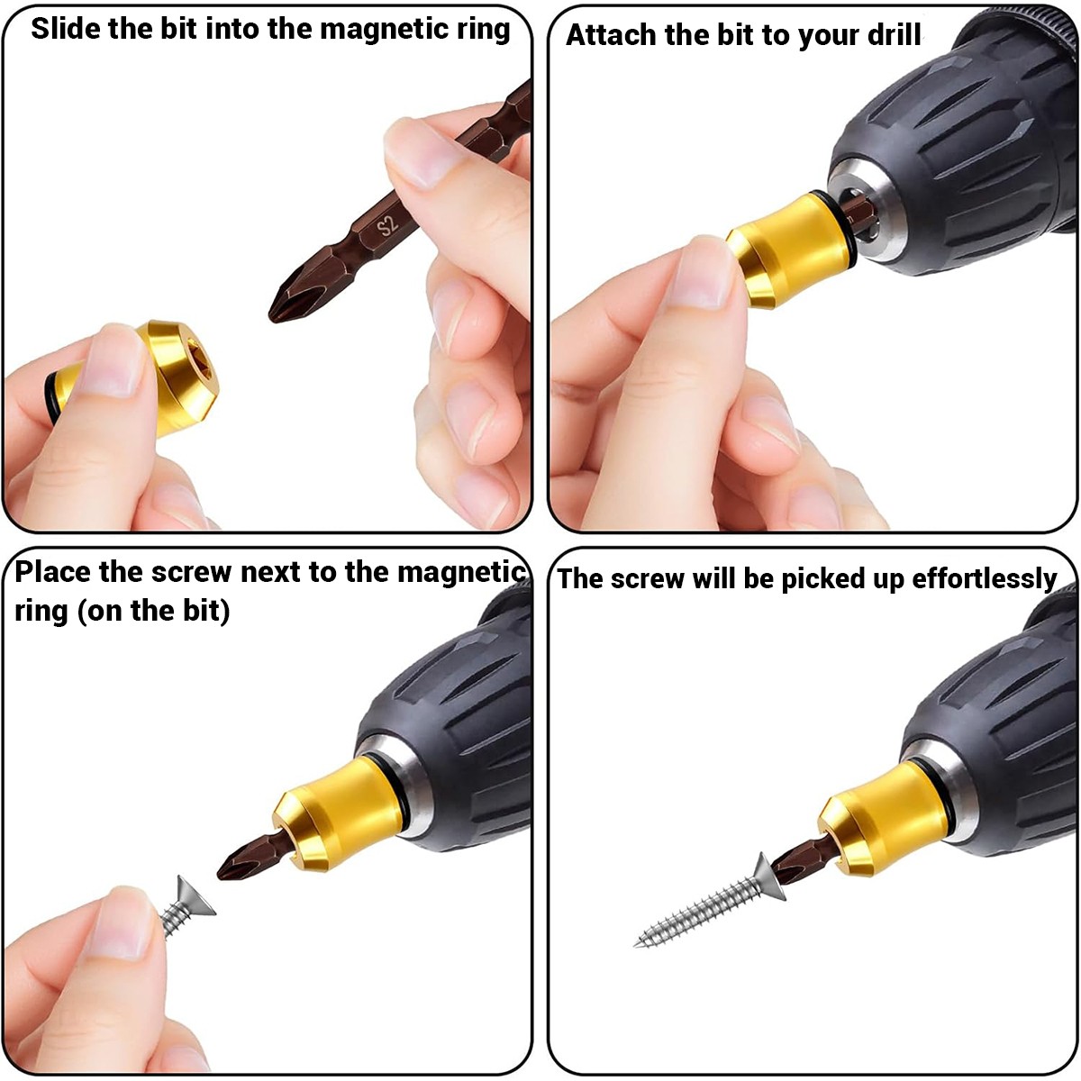 5/10/15/20PCS Magnetic Screw Ring 1/4″ Hex Strong Grip Anti-Slip for Drill Bits