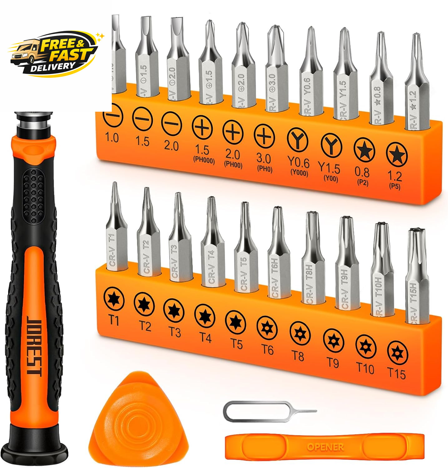 24Pcs Small Precision Screwdriver Set with Torx T5 T6 T8 T9, Y00, Star P5, Mini