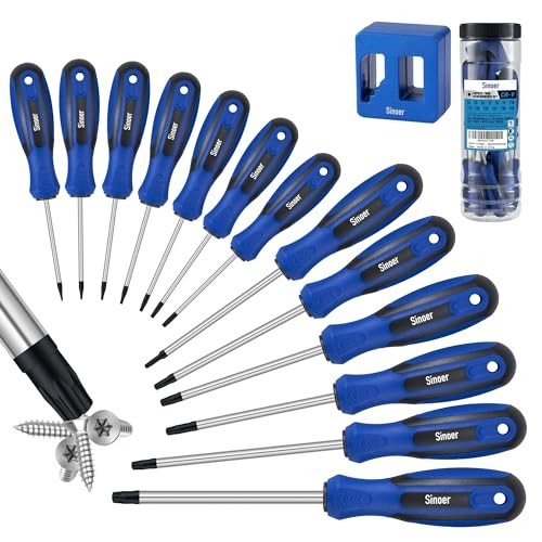 14-Piece Magnetic Torx Screwdriver Set, Chromium Vanadium Steel T4-T40, Pro Repa