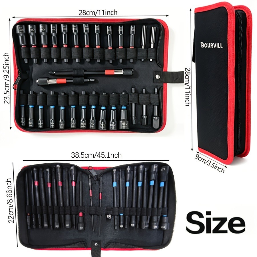 22+1/28PCS Nut Driver Set Magnetic, 1/4″ Impact Drill Driver Bit Set, Hex Shank,