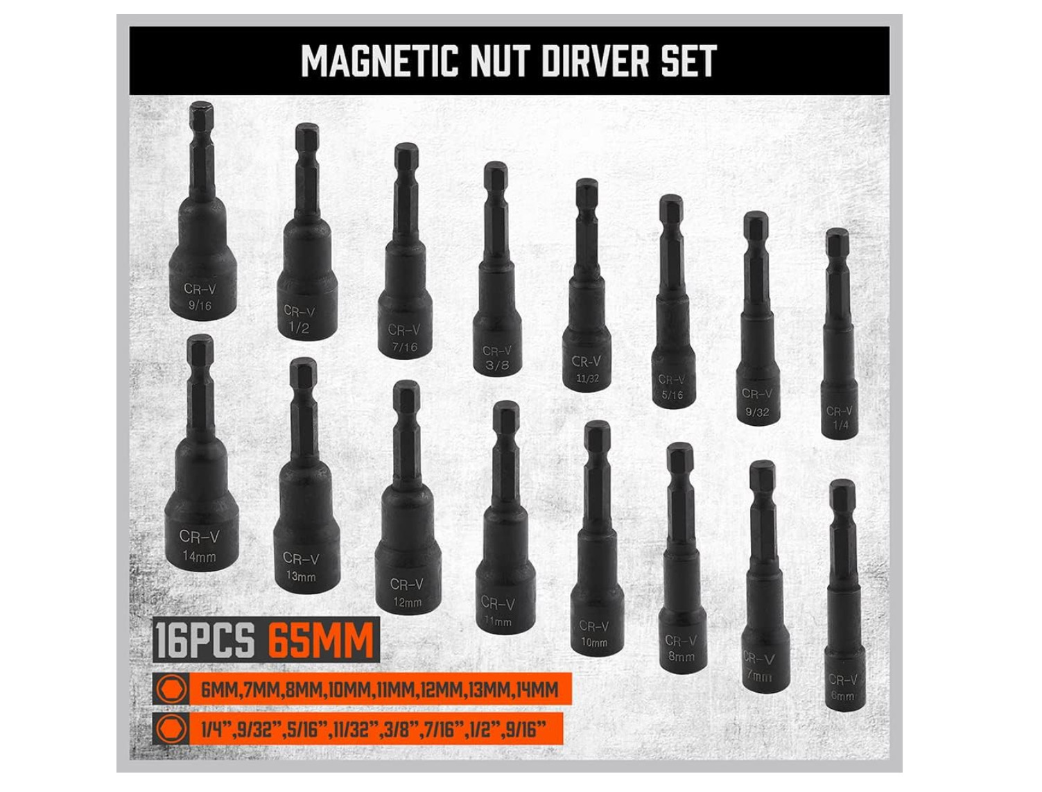 47-Piece Magnetic Nut Driver & Bit Set | Cr-V Steel, Impact Rated, Storage Case