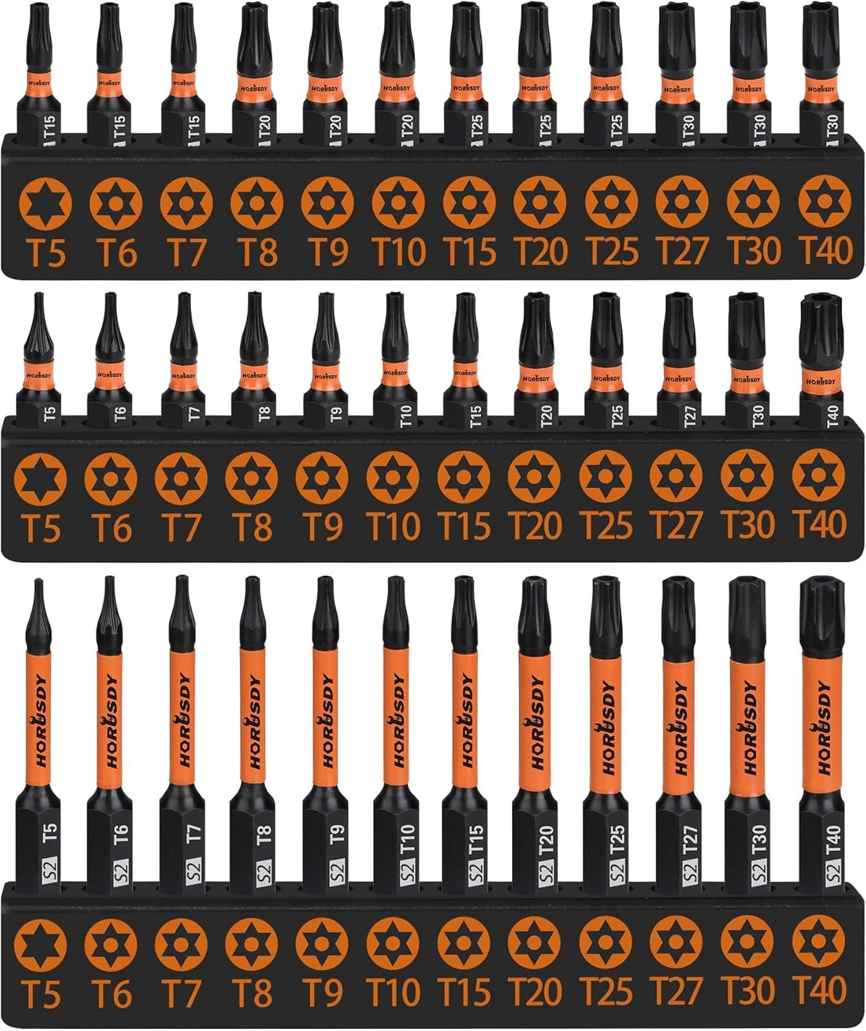 HORUSDY Torx Bit Set 36pcs Security Torx Bit SetTamper Proof Star Bits T5-T40.