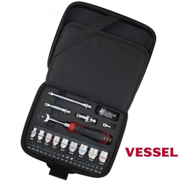 VESSEL 400ER3-1M Electric Slim Ratchet Set Handle Ratchet Wrench USB-Type C