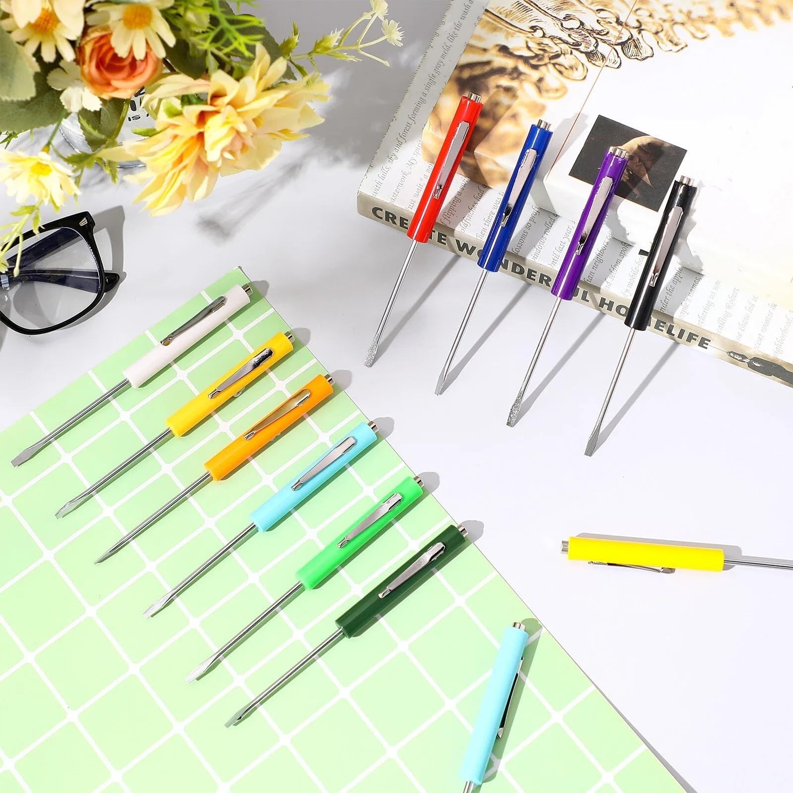 50 Pcs Mini Magnetic Screwdriver Heads & Clips, 3.2mm Precision Tool Set