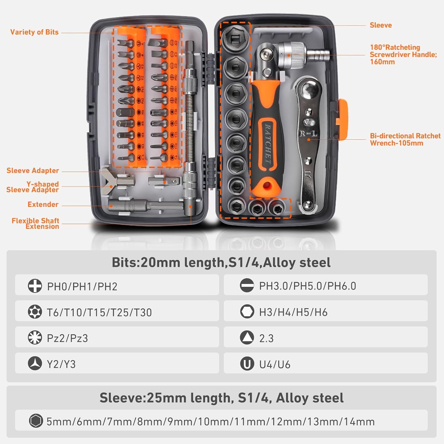 Ratcheting Screwdriver Set: 38-in-1 Ratchet Screwdriver Tools Versatile Magnetic